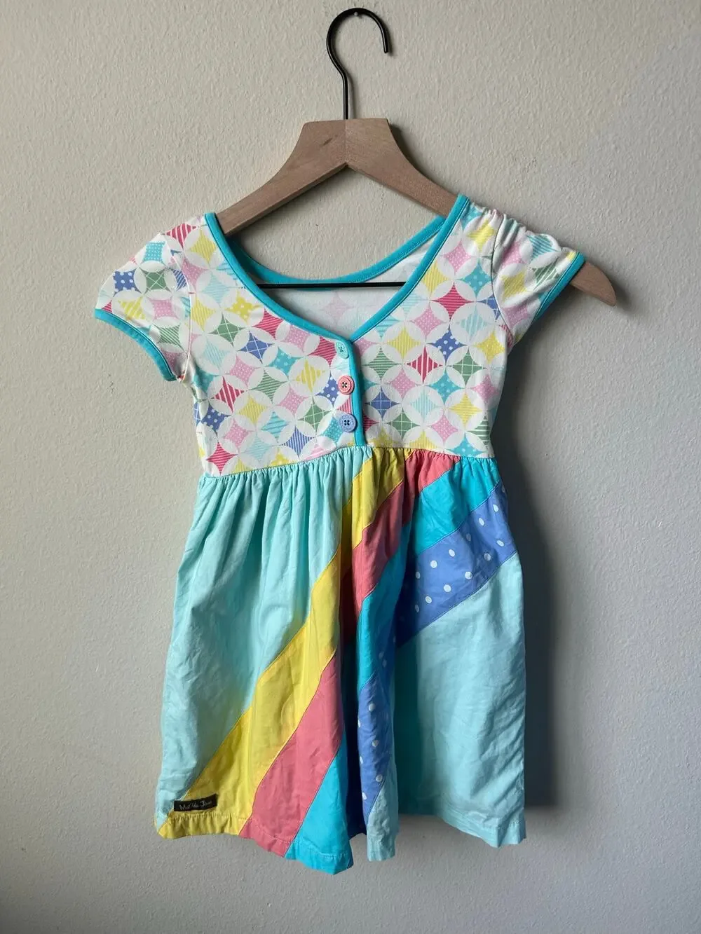 Matilda Jane Colorful Patchwork & Geometric Print Rainbow Play Dress Size 6